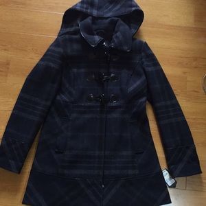 NWT Guess plaid coat with detachable hood